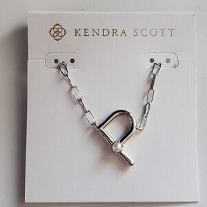 Kendra Scott Pearl Initial Letter P Rhodium Plated Necklace Gift Monogram Dainty